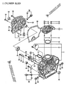  Двигатель Yanmar L40AE-D(EGTM, узел -  Блок цилиндров 