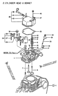  Двигатель Yanmar L40AE-D(EGTM, узел -  Головка блока цилиндров (ГБЦ) 