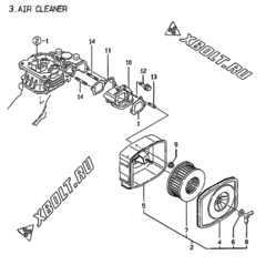  Двигатель Yanmar L40AE-D(EGTM, узел -  Воздушный фильтр 