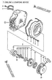  Двигатель Yanmar L40AE-D(EGTM, узел -  Пусковое устройство 