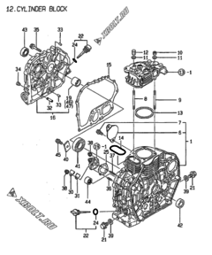  Двигатель Yanmar L60AE-D(EGTM, узел -  Блок цилиндров 