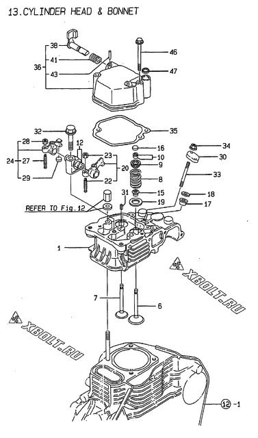  Головка блока цилиндров (ГБЦ) двигателя Yanmar L70AE-D(EGTM
