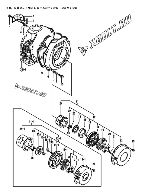  Пусковое устройство двигателя Yanmar L60AE-D(EGTM