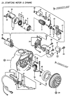  Двигатель Yanmar L60AE-D(EGTM, узел -  СТАРТЕР И ГЕНЕРАТОР 