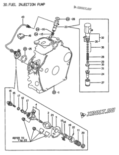  Двигатель Yanmar L100AED(EGTM, узел -  Топливный насос высокого давления (ТНВД) 