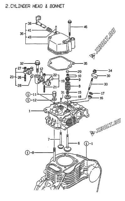  Головка блока цилиндров (ГБЦ) двигателя Yanmar L48AE-DE