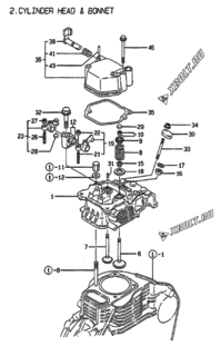 Двигатель Yanmar L48AE-DE, узел -  Головка блока цилиндров (ГБЦ) 