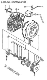  Двигатель Yanmar L48AE-DE, узел -  Пусковое устройство 