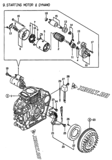  Двигатель Yanmar L48AE-DE, узел -  Стартер и генератор 