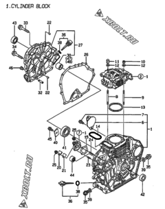  Двигатель Yanmar L48AE-DEI, узел -  Блок цилиндров 