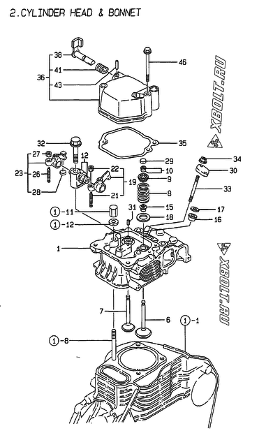  Головка блока цилиндров (ГБЦ) двигателя Yanmar L48AE-DI