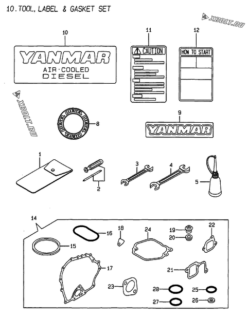  Инструменты, шильды и комплект прокладок двигателя Yanmar L48AE-DI
