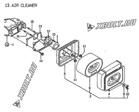  Воздушный фильтр двигателя Yanmar L100AE-DI