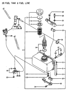  Двигатель Yanmar L100AE-DI, узел -  Топливный бак и топливопровод 