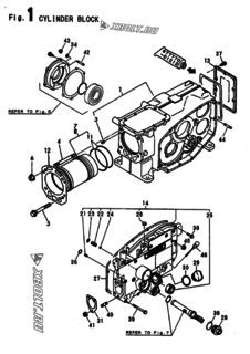 Двигатель Yanmar TF80-M(E,H,L, узел -  Блок цилиндров 