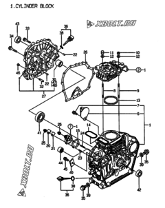  Двигатель Yanmar L40AE-DB, узел -  Блок цилиндров 