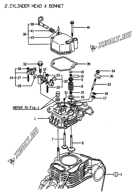 Головка блока цилиндров (ГБЦ) двигателя Yanmar L40AE-DB