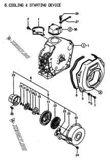  Двигатель Yanmar L40AE-DB, узел -  Пусковое устройство 
