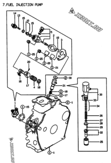  Двигатель Yanmar L40AE-DB, узел -  Топливный насос высокого давления (ТНВД) 