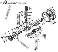  Двигатель Yanmar 6GS110-SE, узел -  Коленвал и поршень 