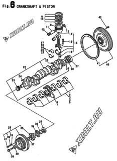  Двигатель Yanmar 6G127T-SE, узел -  Коленвал и поршень 