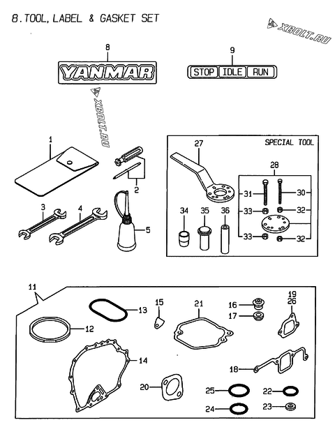  Инструменты, шильды и комплект прокладок двигателя Yanmar L48ABE-DEARY