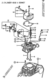  Двигатель Yanmar L48EE-DG, узел -  Головка блока цилиндров (ГБЦ) 