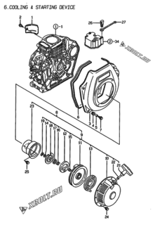  Двигатель Yanmar L48EE-DE, узел -  Пусковое устройство 