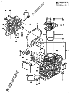  Двигатель Yanmar L100EE-DEP, узел -  Блок цилиндров 