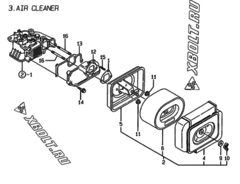 Двигатель Yanmar L100EE-DEP, узел -  Воздушный фильтр 