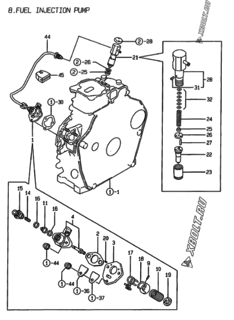  Двигатель Yanmar L100EE-DEP, узел -  Топливный насос высокого давления (ТНВД) 