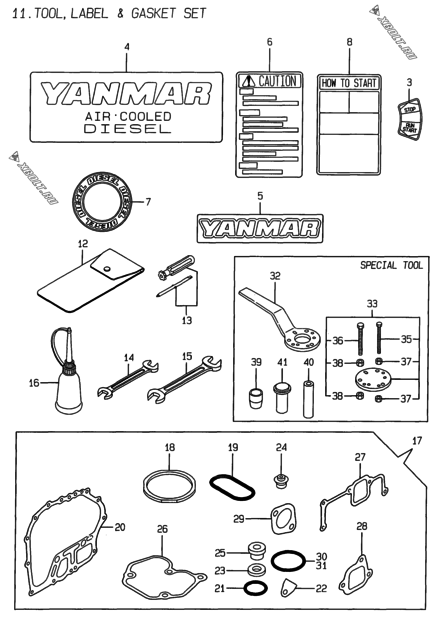  Инструменты, шильды и комплект прокладок двигателя Yanmar L100EE-D