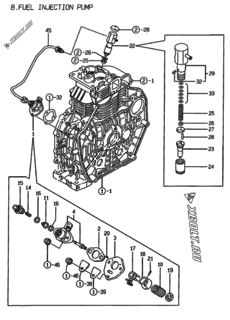  Двигатель Yanmar L70EE-DE, узел -  Топливный насос высокого давления (ТНВД) 