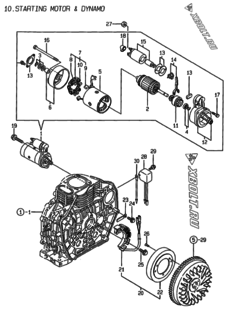  Двигатель Yanmar L70EE-DEG, узел -  СТАРТЕР И ГЕНЕРАТОР 