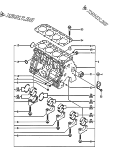  Двигатель Yanmar 4TNE84-ESA, узел -  Блок цилиндров 