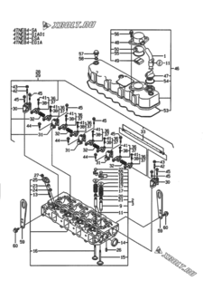  Двигатель Yanmar 4TNE84-G1A01, узел -  Головка блока цилиндров (ГБЦ) 