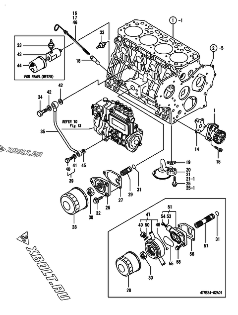  Система смазки двигателя Yanmar 4TNE84-G1A01