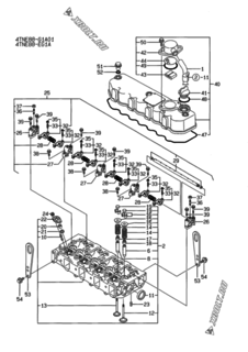  Двигатель Yanmar 4TNE88-G1A01, узел -  Головка блока цилиндров (ГБЦ) 
