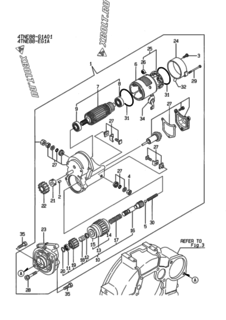  Двигатель Yanmar 4TNE88-G1A01, узел -  Стартер 