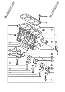  Двигатель Yanmar 4TNE84T-SA01, узел -  Блок цилиндров 