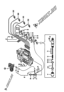  Двигатель Yanmar 4TNE84TG1A01, узел -  Форсунка 