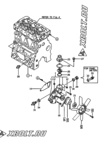  Двигатель Yanmar 3TNE82ACEG1A, узел -  Система водяного охлаждения 