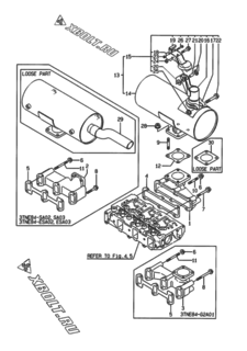  Двигатель Yanmar 3TNE84CEG1A1, узел -  Выпускной коллектор и глушитель 