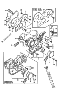  Двигатель Yanmar 3TNE88-G1A01, узел -  Корпус редуктора 