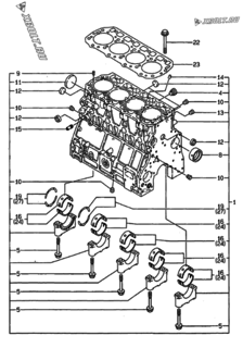  Двигатель Yanmar 4TNE106-G1A, узел -  Блок цилиндров 