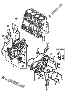  Двигатель Yanmar 4TNE106-G1A, узел -  Корпус редуктора 