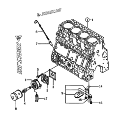  Двигатель Yanmar 4TNE106-G1A, узел -  Система смазки 