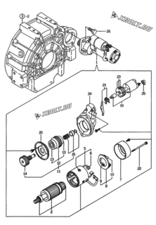  Двигатель Yanmar 4TNE106T-SA, узел -  Стартер 
