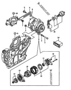  Двигатель Yanmar 4TNE106-G1A, узел -  Генератор 