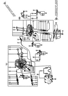  Двигатель Yanmar 2V78C-SC, узел -  Головка блока цилиндров (ГБЦ) 